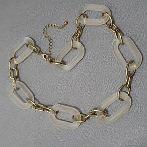 New 18" Lightweight Fashion Jewelry Large Chain Link Neclace Frosted Clear